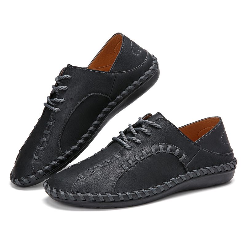 Zapatos Casuales Suaves Y Ligeros Con Costura A Mano Para Hombres