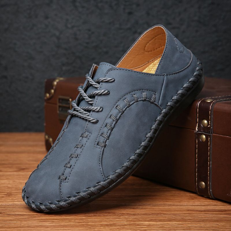 Zapatos Casuales Suaves Y Ligeros Con Costura A Mano Para Hombres