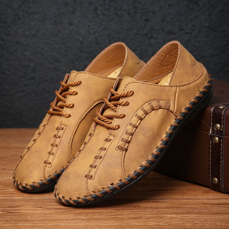 Zapatos Casuales Suaves Y Ligeros Con Costura A Mano Para Hombres