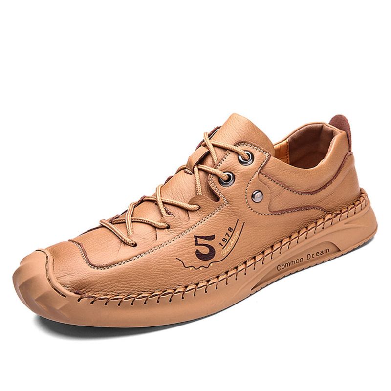 Zapatos Casuales De Suela Suave Antideslizante De Cuero De Microfibra Cosido A Mano Para Hombre