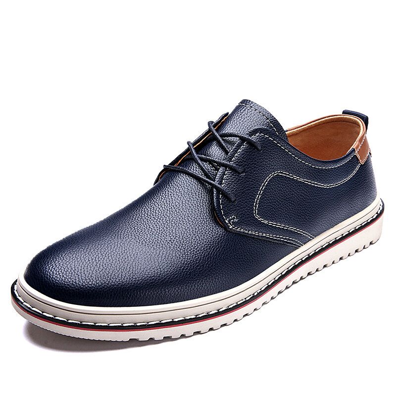 Zapatos De Cuero Casuales Con Cordones Cómodos Hechos A Mano De Estilo Británico Para Hombres