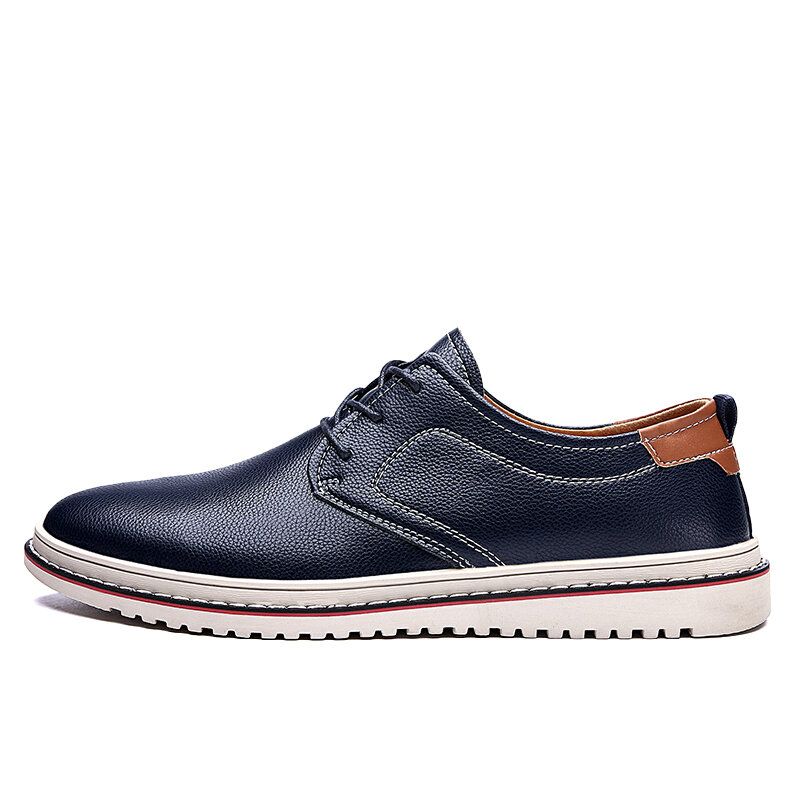 Zapatos De Cuero Casuales Con Cordones Cómodos Hechos A Mano De Estilo Británico Para Hombres