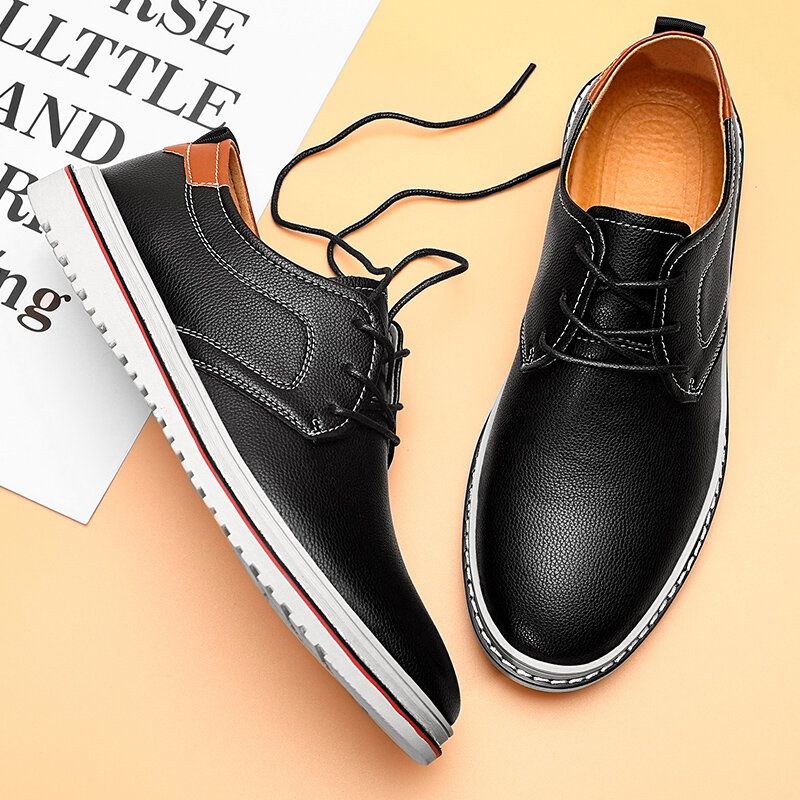 Zapatos De Cuero Casuales Con Cordones Cómodos Hechos A Mano De Estilo Británico Para Hombres