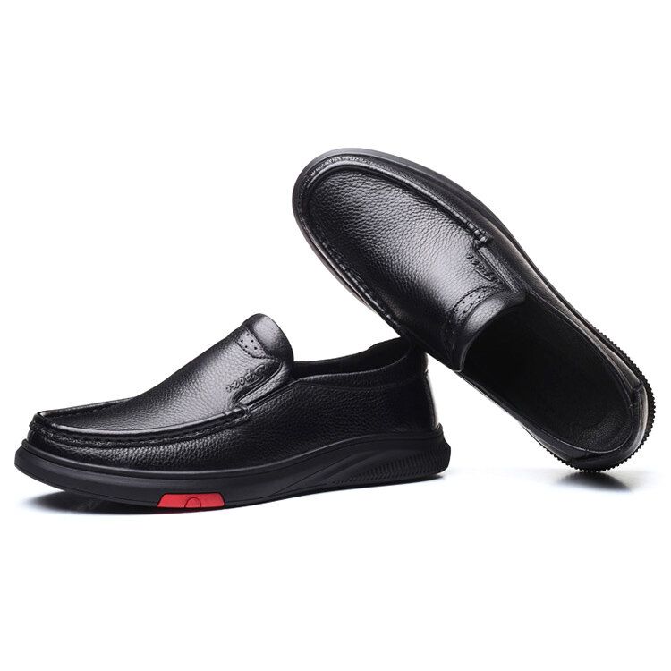 Zapatos De Cuero Casuales De Negocios Clásicos Con Punta Redonda Para Hombre