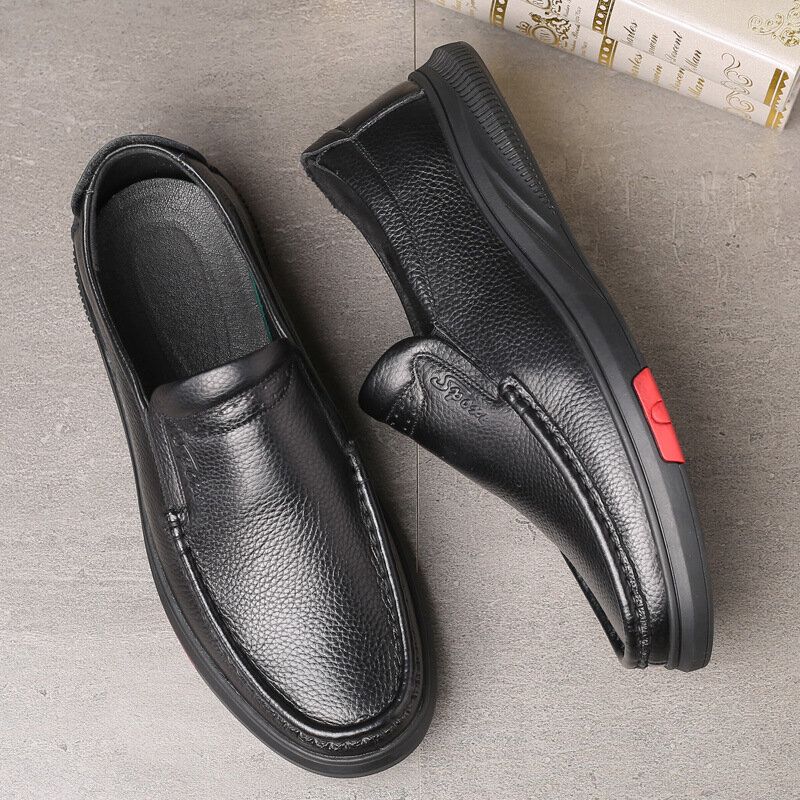 Zapatos De Cuero Casuales De Negocios Clásicos Con Punta Redonda Para Hombre