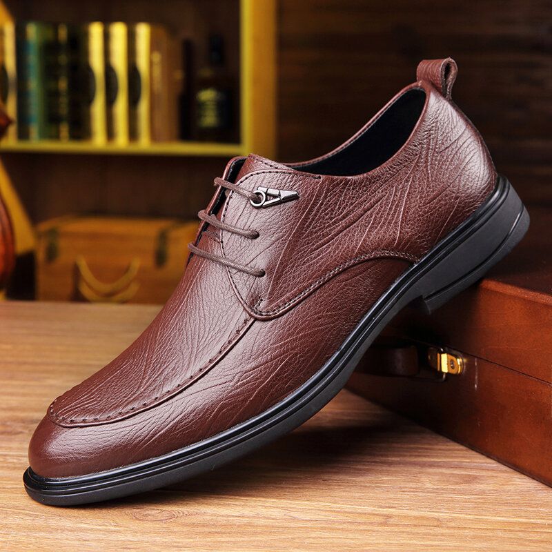 Zapatos De Cuero Casuales De Negocios Con Cordones Cómodos De Piel De Vaca Suave Para Hombres