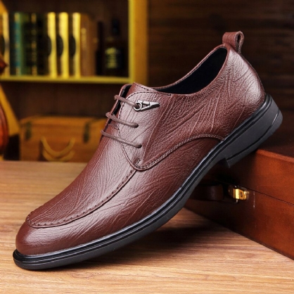 Zapatos De Cuero Casuales De Negocios Con Cordones Cómodos De Piel De Vaca Suave Para Hombres