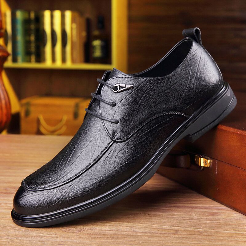 Zapatos De Cuero Casuales De Negocios Con Cordones Cómodos De Piel De Vaca Suave Para Hombres