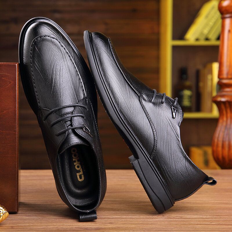 Zapatos De Cuero Casuales De Negocios Con Cordones Cómodos De Piel De Vaca Suave Para Hombres