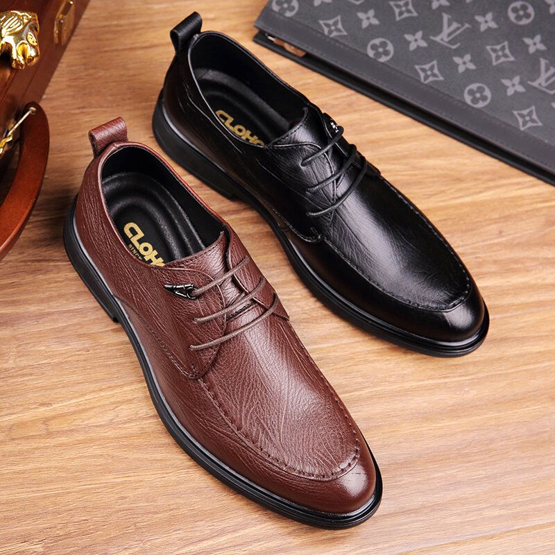 Zapatos De Cuero Casuales De Negocios Con Cordones Cómodos De Piel De Vaca Suave Para Hombres