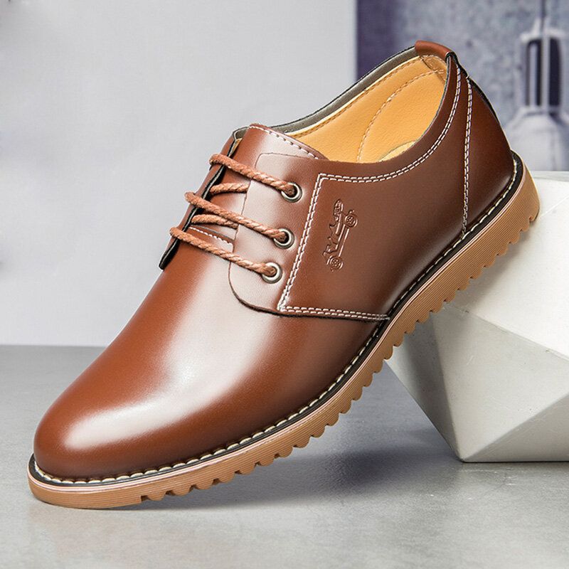 Zapatos De Cuero Casuales De Negocios Con Cordones De Microfibra De Color Puro Cómodos Para Hombres