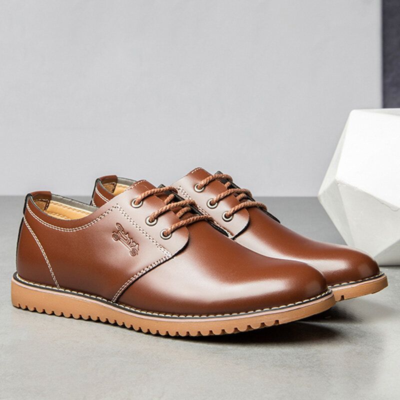 Zapatos De Cuero Casuales De Negocios Con Cordones De Microfibra De Color Puro Cómodos Para Hombres