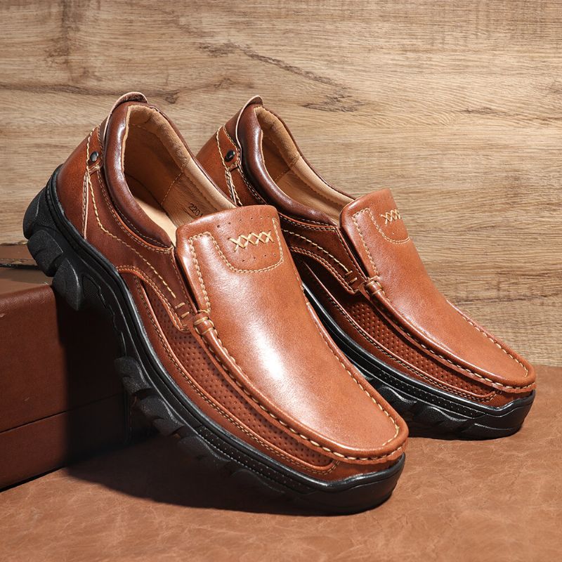 Zapatos De Cuero Casuales De Negocios Con Restricciones Para Hombres