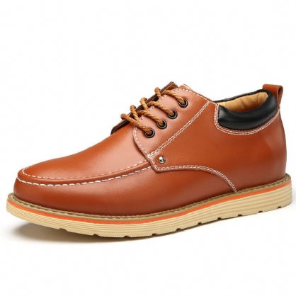 Zapatos De Cuero Casuales De Tacón Aumentado Cómodos De Estilo Británico Para Hombres