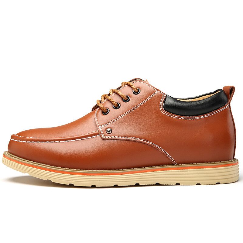 Zapatos De Cuero Casuales De Tacón Aumentado Cómodos De Estilo Británico Para Hombres