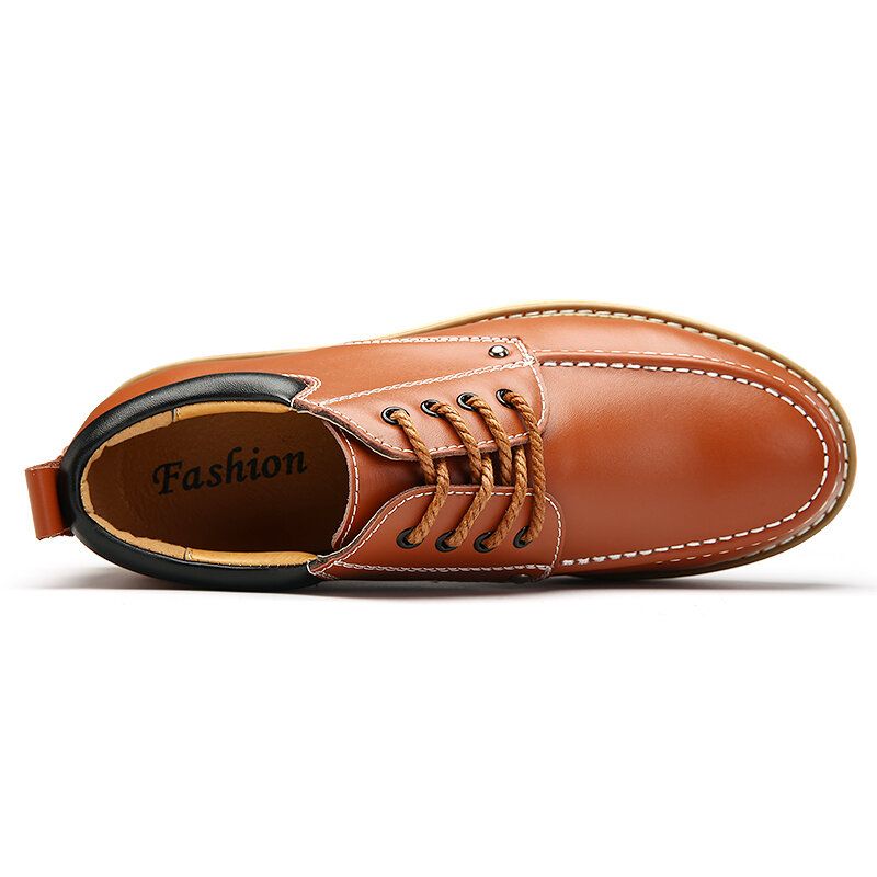 Zapatos De Cuero Casuales De Tacón Aumentado Cómodos De Estilo Británico Para Hombres