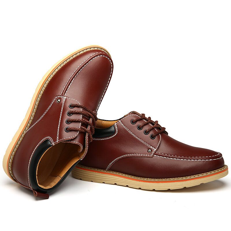 Zapatos De Cuero Casuales De Tacón Aumentado Cómodos De Estilo Británico Para Hombres