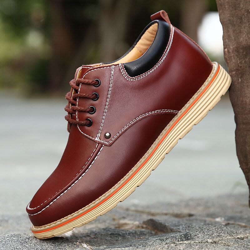 Zapatos De Cuero Casuales De Tacón Aumentado Cómodos De Estilo Británico Para Hombres