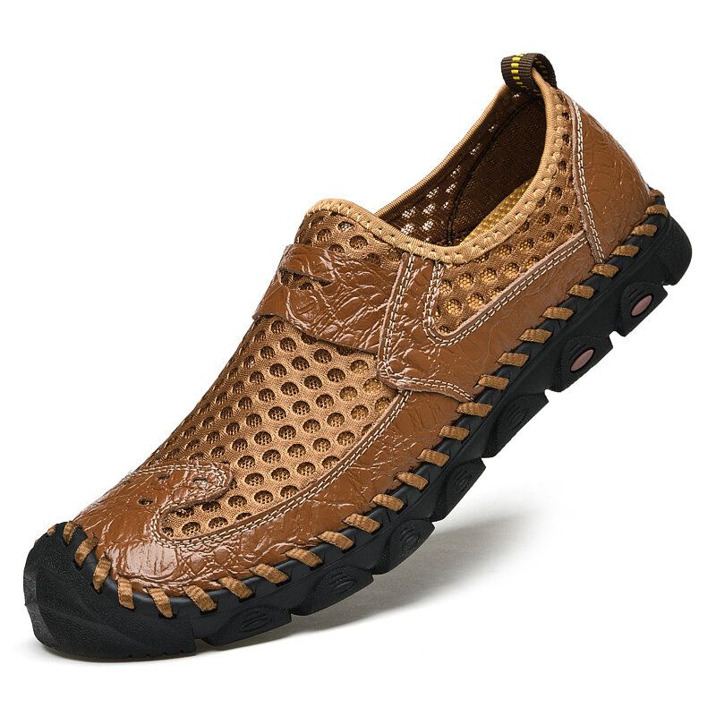 Zapatos De Exterior Informales Suaves Antideslizantes Protegidos Con Punta Transpirable De Cuero Genuino Para Hombres