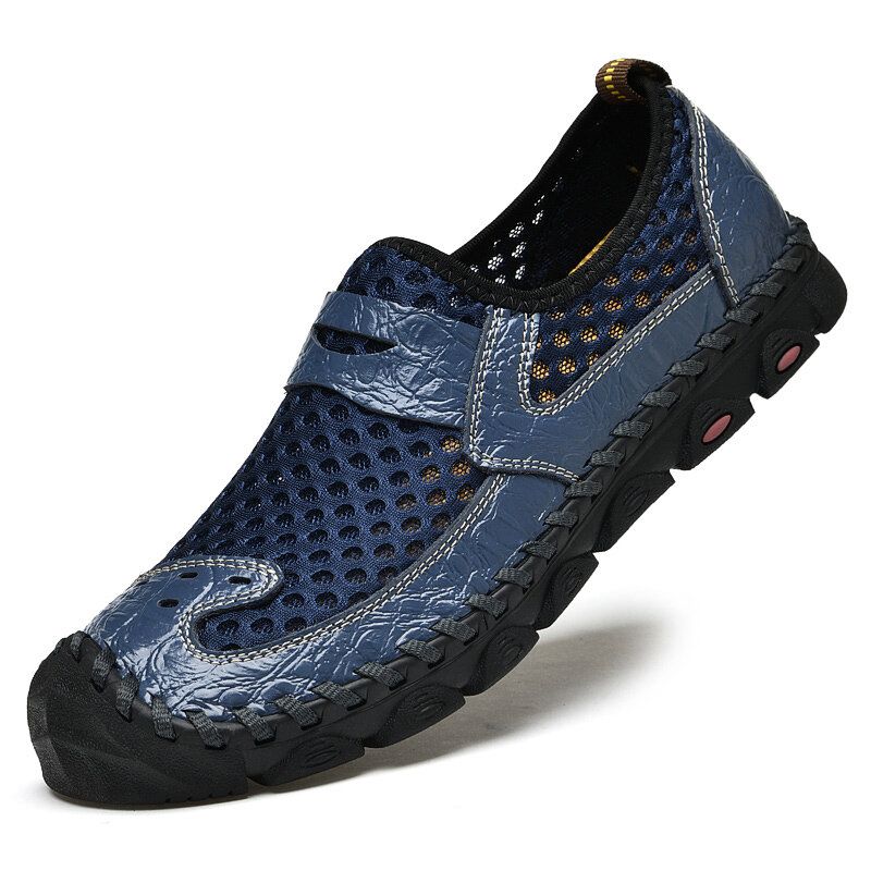 Zapatos De Exterior Informales Suaves Antideslizantes Protegidos Con Punta Transpirable De Cuero Genuino Para Hombres