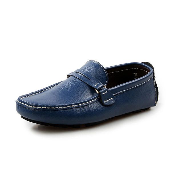 Zapatos De Mocasines Planos Suaves Para Exteriores De Conducción Informal De Cuero Para Hombres