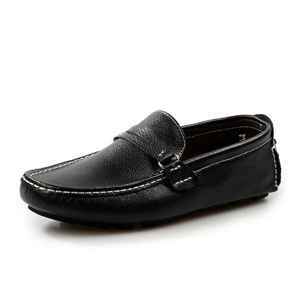 Zapatos De Mocasines Planos Suaves Para Exteriores De Conducción Informal De Cuero Para Hombres