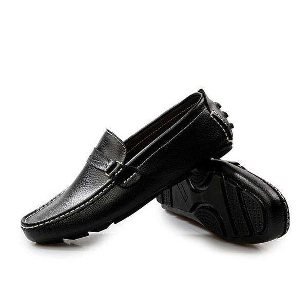 Zapatos De Mocasines Planos Suaves Para Exteriores De Conducción Informal De Cuero Para Hombres