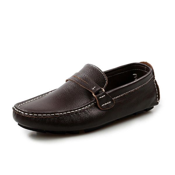 Zapatos De Mocasines Planos Suaves Para Exteriores De Conducción Informal De Cuero Para Hombres