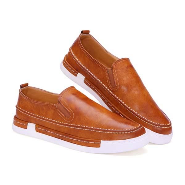 Zapatos De Moda Para Hombre Pu Punta Redonda Sin Cordones Zapatillas De Deporte Al Aire Libre Estilo Vintage