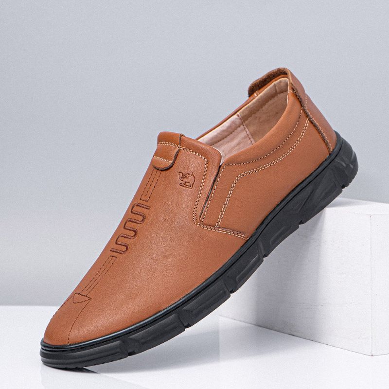 Zapatos De Negocios Casuales Antideslizantes Transpirables De Cuero Genuino Para Hombres