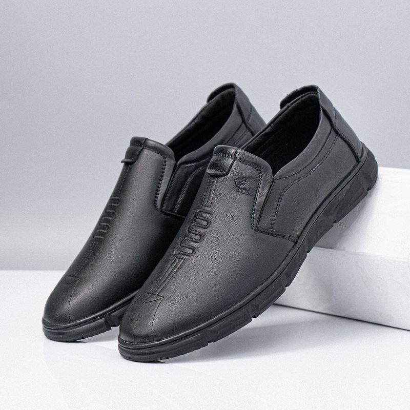 Zapatos De Negocios Casuales Antideslizantes Transpirables De Cuero Genuino Para Hombres