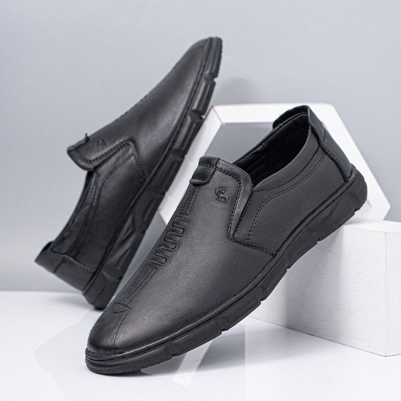 Zapatos De Negocios Casuales Antideslizantes Transpirables De Cuero Genuino Para Hombres