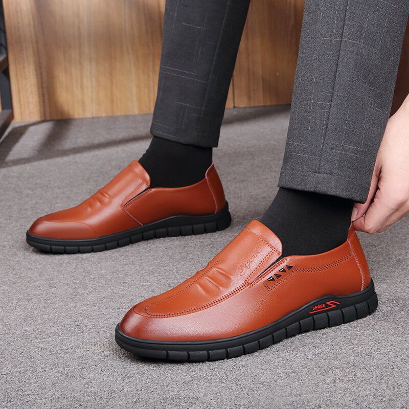 Zapatos De Negocios Casuales Antideslizantes Transpirables De Cuero De Microfibra Para Hombres