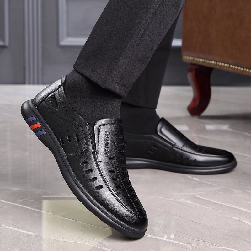 Zapatos De Negocios De Ocio Antideslizantes Suaves Transpirables De Cuero Genuino Para Hombres