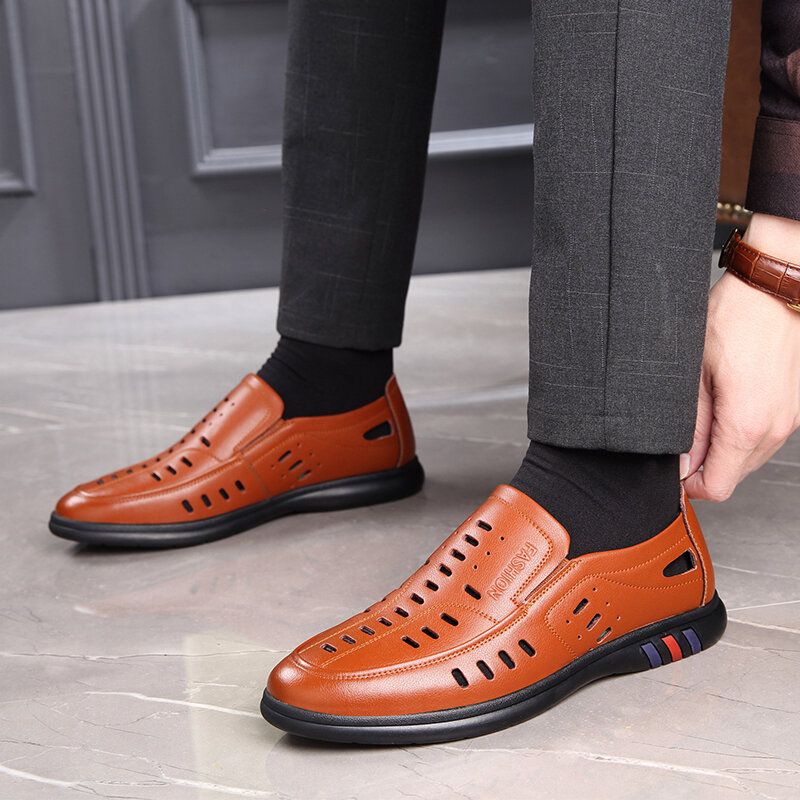 Zapatos De Negocios De Ocio Antideslizantes Suaves Transpirables De Cuero Genuino Para Hombres