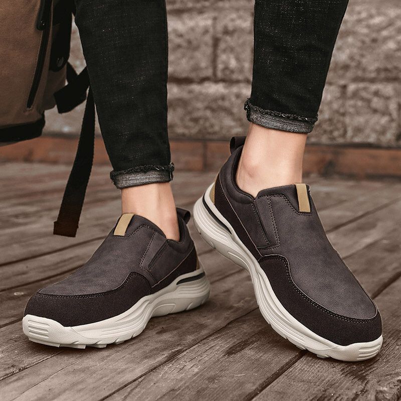 Zapatos De Ocio De Plataforma Transpirable Antideslizantes De Microfibra Para Hombre