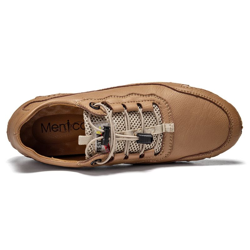 Zapatos Planos Casuales De Costura A Mano Con Suela Suave Y Cómoda De Cuero Para Hombre