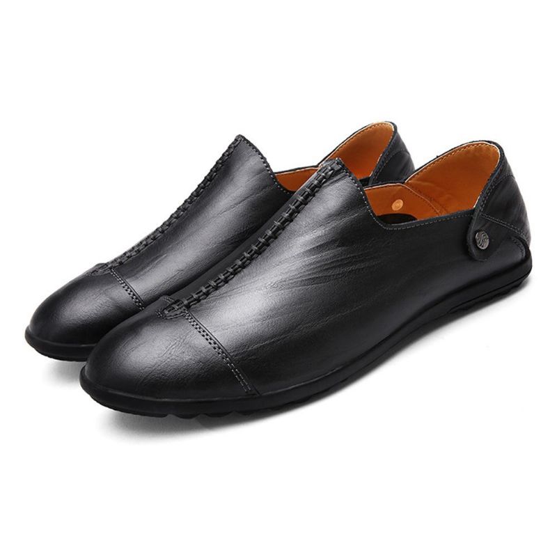 Zapatos Planos Casuales De Cuero Genuino Ligero Para Hombre