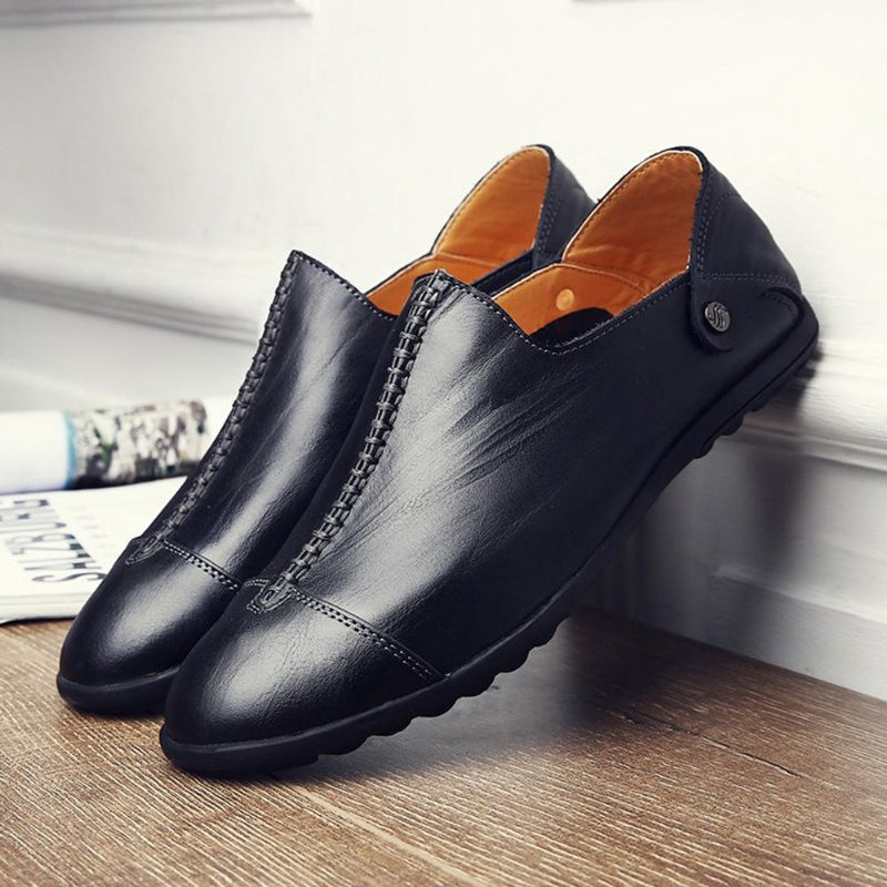 Zapatos Planos Casuales De Cuero Genuino Ligero Para Hombre