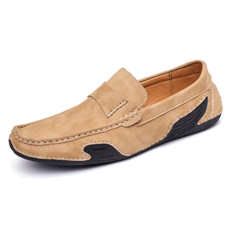 Zapatos Planos Casuales Suaves Antideslizantes De Cuero Genuino Para Hombres