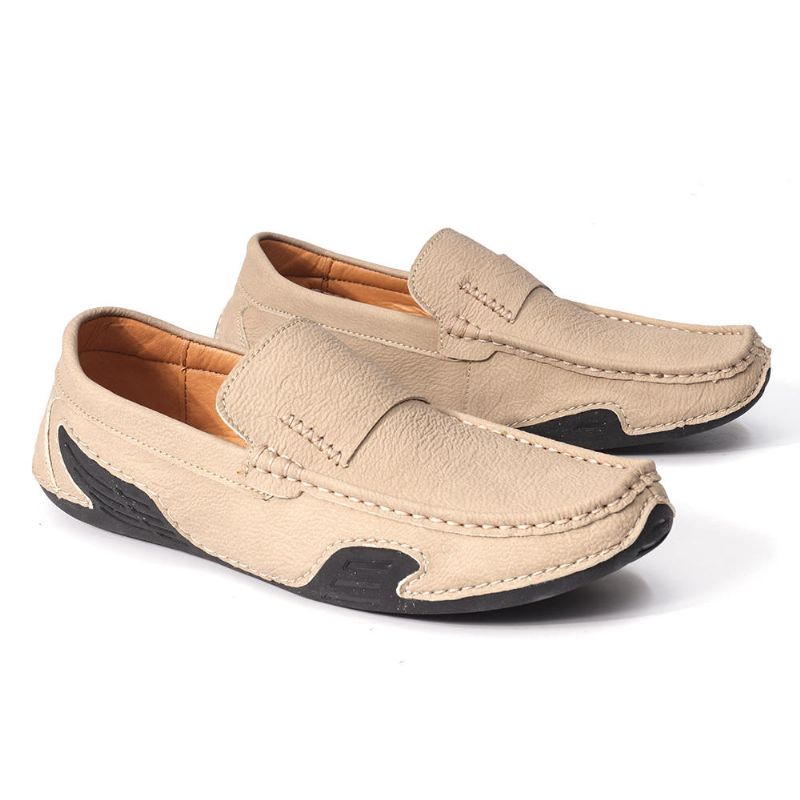 Zapatos Planos Casuales Suaves Antideslizantes De Cuero Genuino Para Hombres