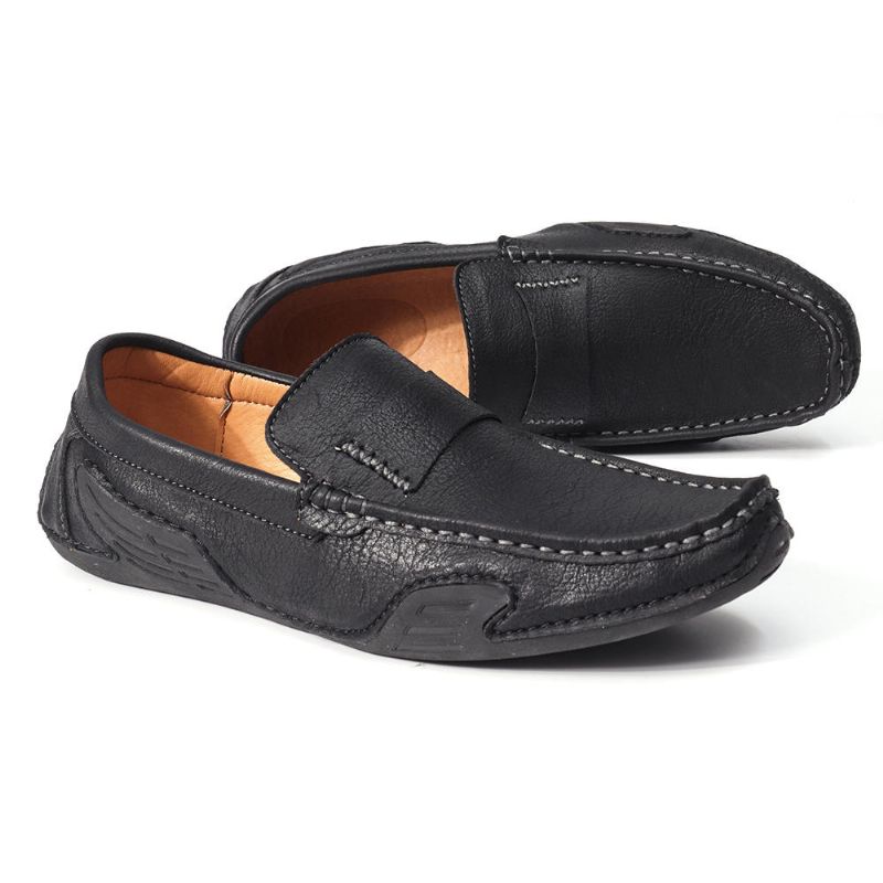 Zapatos Planos Casuales Suaves Antideslizantes De Cuero Genuino Para Hombres