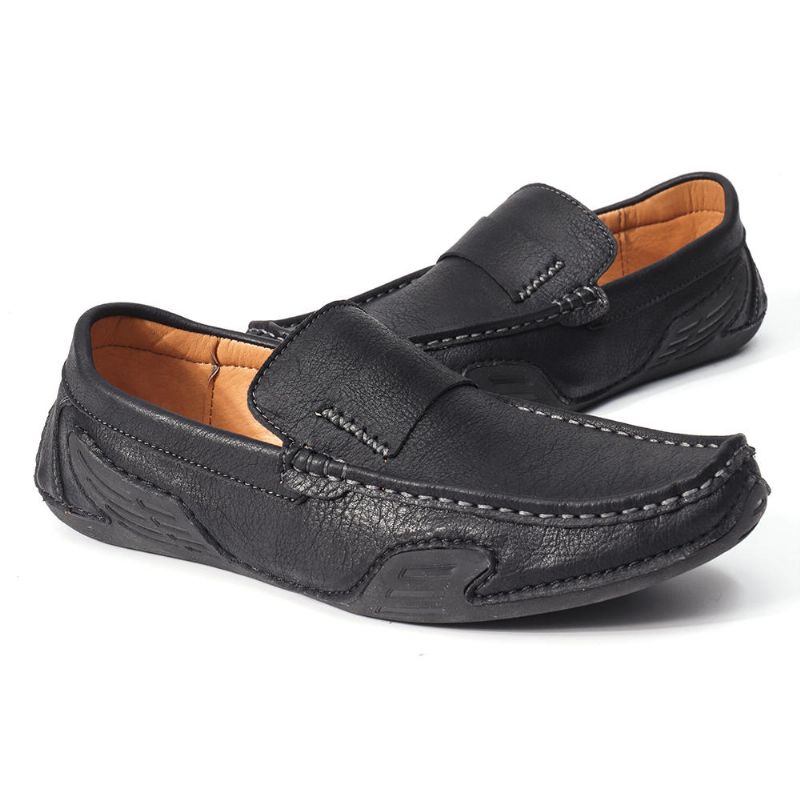 Zapatos Planos Casuales Suaves Antideslizantes De Cuero Genuino Para Hombres