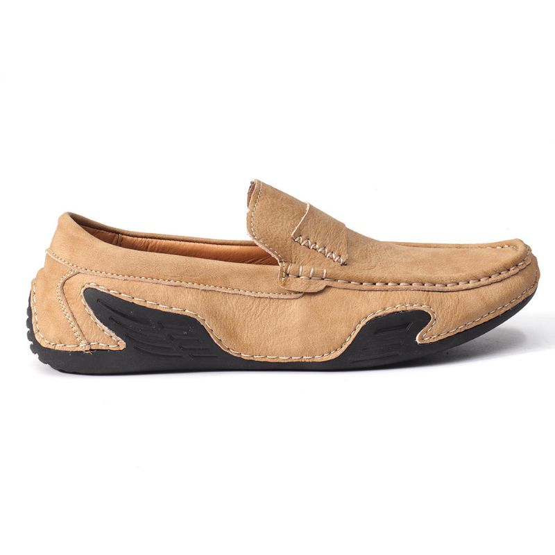 Zapatos Planos Casuales Suaves Antideslizantes De Cuero Genuino Para Hombres