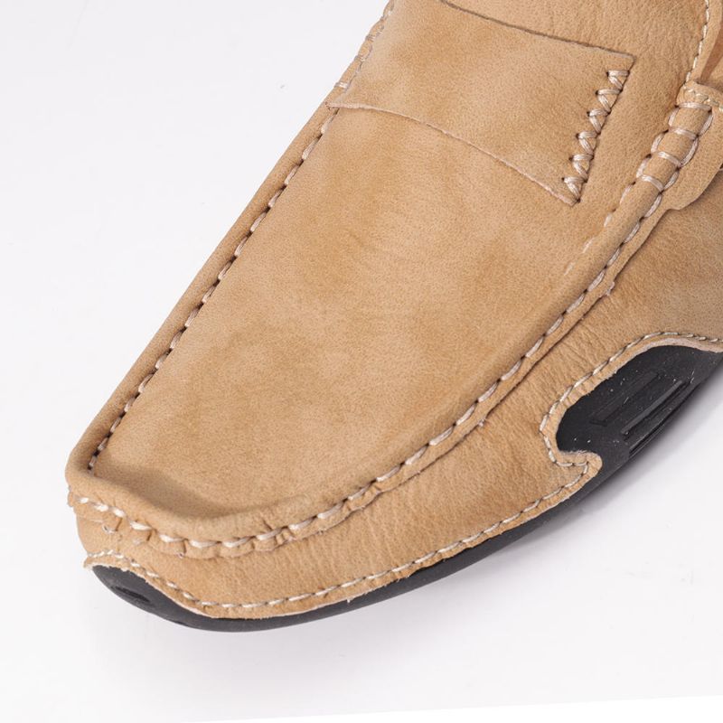 Zapatos Planos Casuales Suaves Antideslizantes De Cuero Genuino Para Hombres