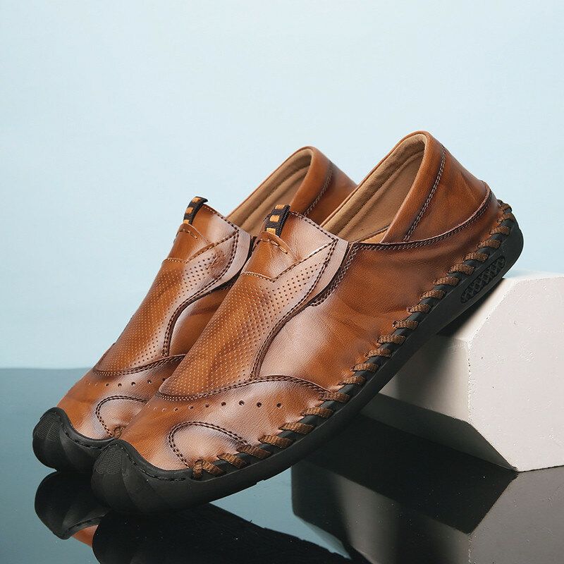 Zapatos Planos Cómodos De Cuero De Microfibra Transpirable Para Hombre