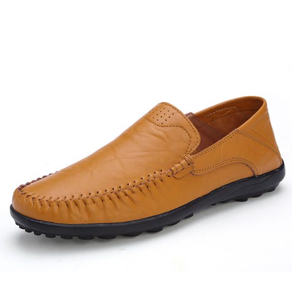 Zapatos Planos De Cuero Para Hombre Informales Suaves Al Aire Libre Transpirables Mocasines