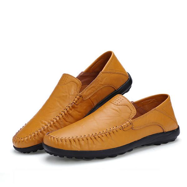 Zapatos Planos De Cuero Para Hombre Informales Suaves Al Aire Libre Transpirables Mocasines