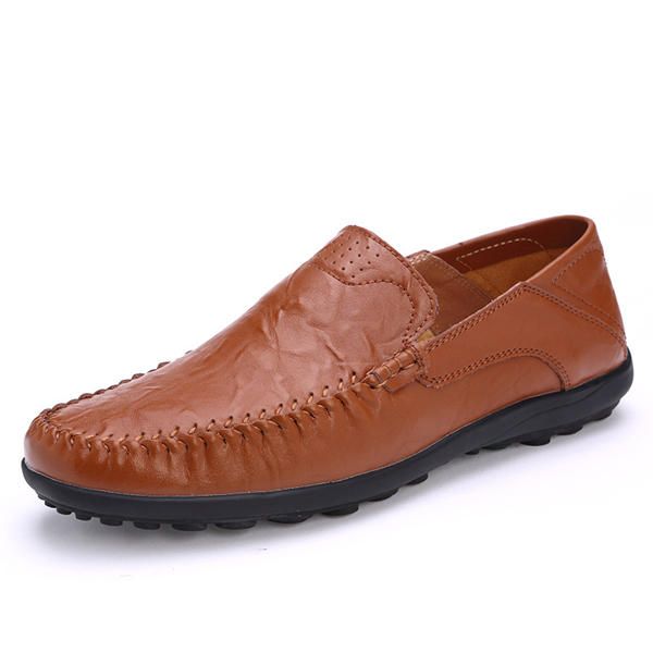 Zapatos Planos De Cuero Para Hombre Informales Suaves Al Aire Libre Transpirables Mocasines