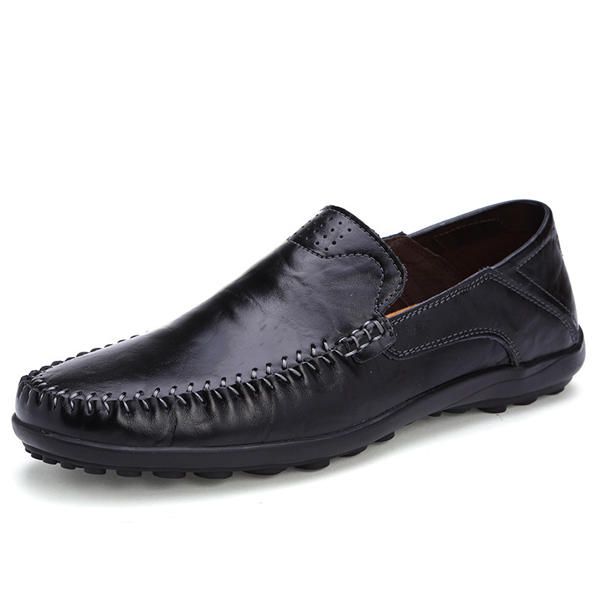 Zapatos Planos De Cuero Para Hombre Informales Suaves Al Aire Libre Transpirables Mocasines